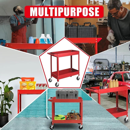 2/3 Tier Heavy Duty Tool Storage Trolley Cart with Wheels Garage Workshop DIY