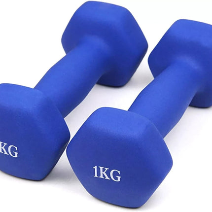 Neoprene Dumbbells 1KG x 2 Weights Iron Hand Aerobic Workout Fitness Gym Blue