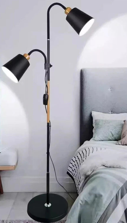 Floor Lamp with Dual Heads E27 Reading Light Modern Rotating Adjustable for Home
