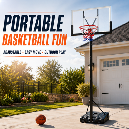 Portable Basketball Hoop Stand 6.5-10FT Adjustable Height Backboard Wheeled Base