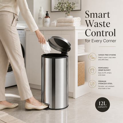 Stainless Steel 12L Pedal Bin