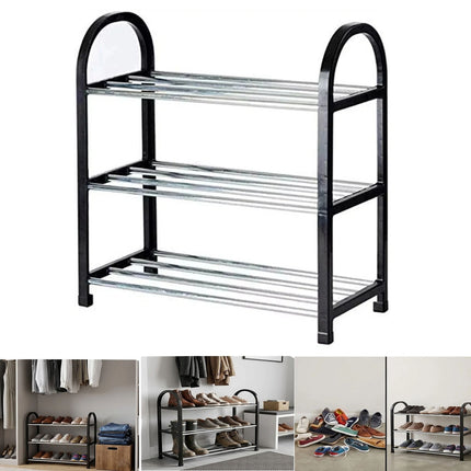 3-Tier Black Shoe Rack Stand