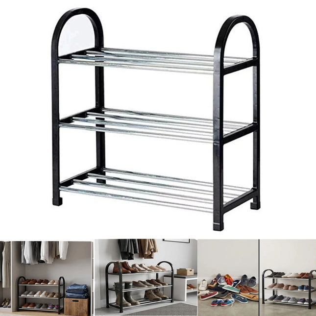 3-Tier Black Shoe Rack Stand