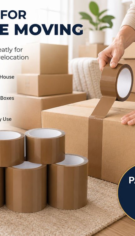 Heavy Duty Brown Parcel Tape – 6 Rolls, 48mm × 66m