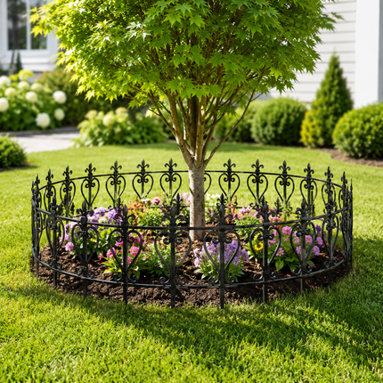 Garden Edging Fence 10PCS Black Wood Effect Lawn Border Panels