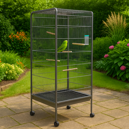 Large 53" Steel Bird Cage Standing Flight Aviary for Parrots Cockatiels & Pigeon