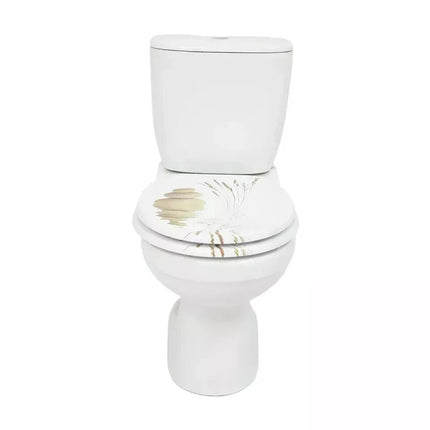 18" UNIVERSAL BATHROOM TOILET SEAT PEBBLES & GRASS NOVELTY WC SEAT + FITTINGS