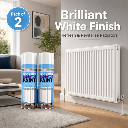 2x Cast Iron Radiator Spray Paint 400ml Brilliant White Aerosol Real Feel Effect