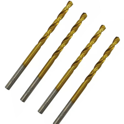 Drill Bit Pack of 4 DRL37384 Durable Metal Golden Drill 4mm Bit By Erbauer