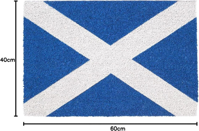 Coir Door Mat ST ANDREWS CROSS Outdoor Boot Scraper Non Slip Doormat 60x40CM