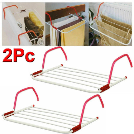 2x 3M Radiator Clothes Laundry Airer Dryer Adjustable Hanging Rack Rail