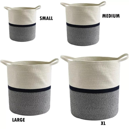 Laundry Basket Cotton Rope Large Cloth Washing Organizer Toy Storage Hamper