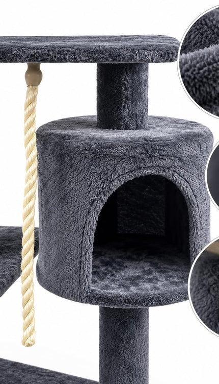 Multi Level Cat Tree 120cm Sisal Scratching Post Hammock