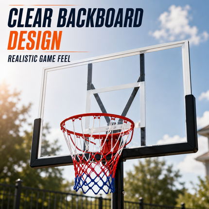 Portable Basketball Hoop Stand 6.5-10FT Adjustable Height Backboard Wheeled Base
