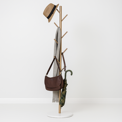 Metal Coat Stand Garment Rack with 8 Hooks Jacket Hat Umbrella Clothes Organizer