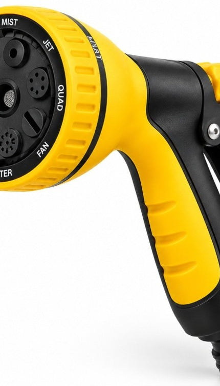 15M Portable Garden Hose Reel Set Wall Mount 8 Function Spray Gun Nozzle Pipe