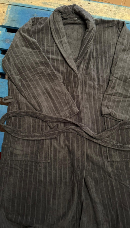XL Grey Unisex Cotton Terry Bathrobe Gown Soft Spa Robe Men Women Hotel Dressing
