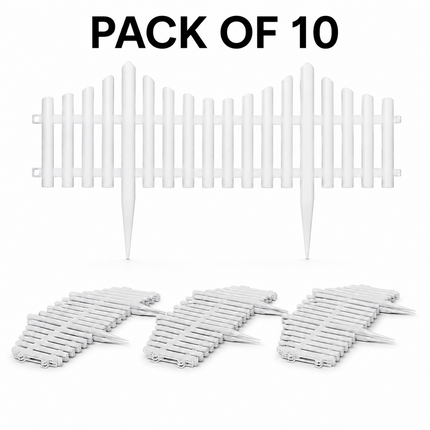 Lawn Border Fence 10PCS White Wood Effect Garden Edging Panels