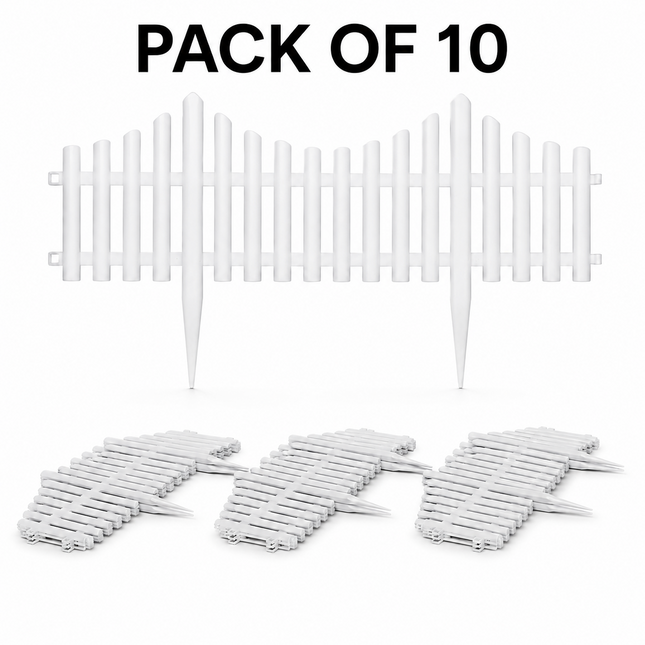 Lawn Border Fence 10PCS White Wood Effect Garden Edging Panels