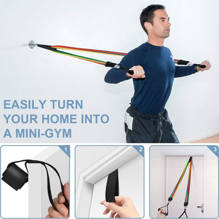 11PC Resistance Bands Set for Workout Exercise CrossFit Fitness & Yoga Training