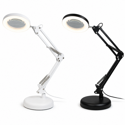 3X Magnifying Glass LED Desk Lamp Stepless Dimmable 3 Colour Swing Arm