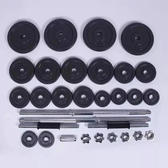50KG Adjustable Cast Iron Dumbbell Barbell Set Home Gym Weight Training Kit
