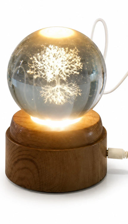 6cm Tree of Life Crystal Ball Light with Rotating Base