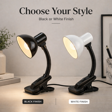 Adjustable Desk Clamp Lamp Bed Study Reading Light Clip On Table Lamp Black