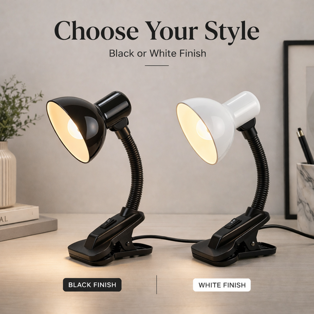 Adjustable Desk Clamp Lamp Bed Study Reading Light Clip On Table Lamp Black