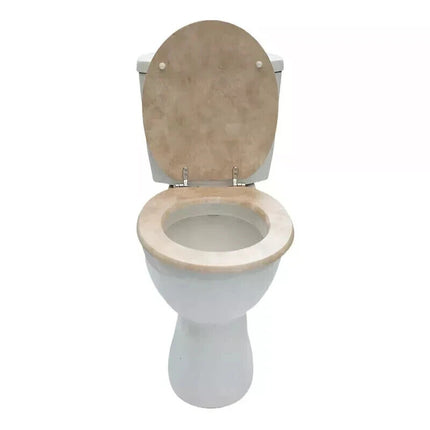 18" UNIVERSAL BATHROOM TOILET SEAT BEIGE MARBLE STONE EFFECT WC SEAT +FITTINGS
