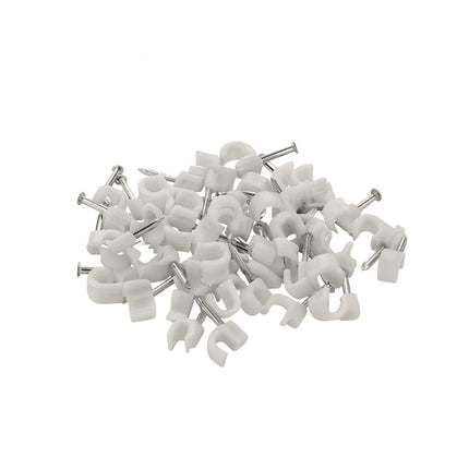 Round Cable Clips 86 Pack Assorted Size White Plastic Wire & Nail Plugs
