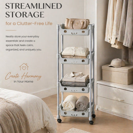 4 Tier Rolling Storage Trolley Roll Cart Office Kitchen Organizer With Wheels