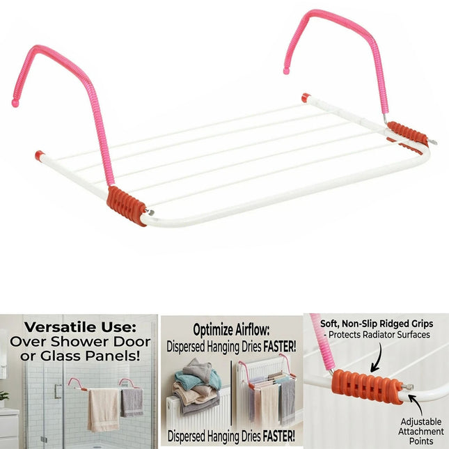 Radiator Laundry Airer Dryer Rack 5 Bar Folding Clothes Towel Washing Rack 3M