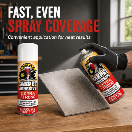 2 Pack Adhesive Glue Spray 500ml HeavyDuty Multi-Purpose Carpet Fabric Foam Tile