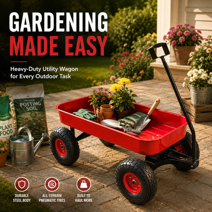 Garden Trolley Cart 150kg Heavy Duty Wheels Lawn Beach Wagon Hand Truck