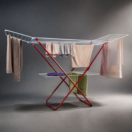 Winged Folding Clothes Airer Heavy Duty Metal Laundry Drying Rack Indoor 18M