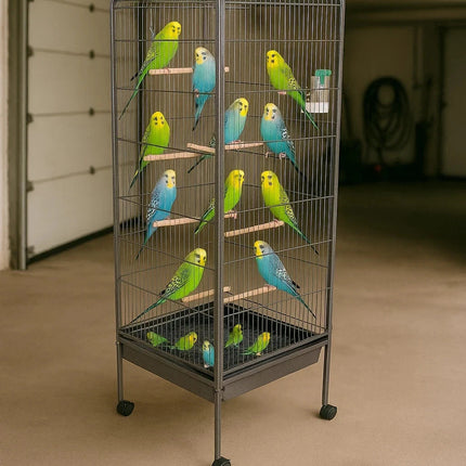 Steel Standing Cage for Cockatiels, Parrots & Pigeons Large Flight Bird Kin