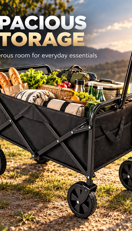 60KG Folding Wagon Trolley 300L Cart Collapsible Camping Festival Beach Garden