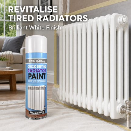 2x Cast Iron Radiator Spray Paint 400ml Brilliant White Aerosol Real Feel Effect