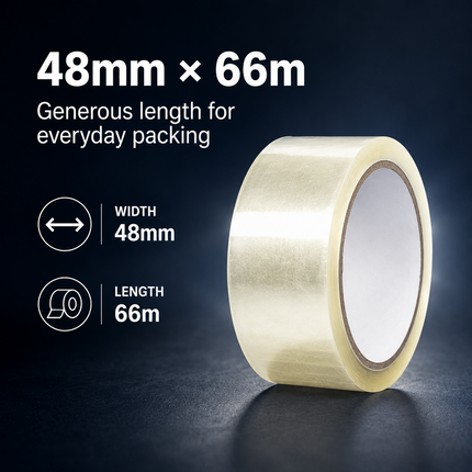 Parcel Tape 48mm X 66m Strong Heavy Duty for Secure Box Packing 12-Rolls Clear