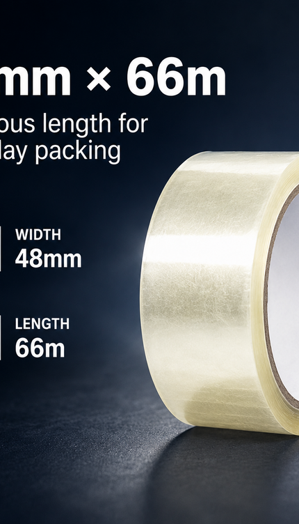 Heavy Duty Clear Parcel Tape – 12 Rolls, 48mm × 66m
