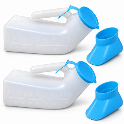 Unisex Urinal Bottle 1L with Secure Lid & Funnel Portable Bedside Travel Camping