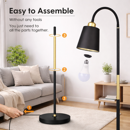 Metal Floor Lamp Reading Standing Bright Living Room Work Office Study Light