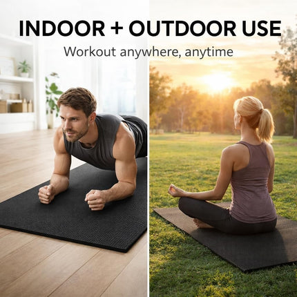 Yoga Mat Thick 10mm Non-Slip PVC Exercise Floor Mat For Gym Pilates & Home