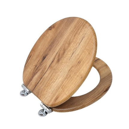 18" UNIVERSAL BATHROOM TOILET SEAT WOODEN EASY FIT WC SEAT WITH FITTINGS