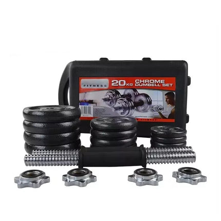 20kg Adjustable Cast Iron Dumbbell & Barbell Set