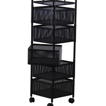 Rotating Storage Rack Trolley Cart Kitchen Bathroom Organizer Vegetable Shelf