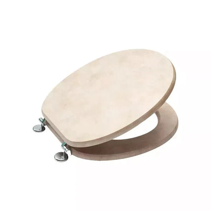 18" UNIVERSAL BATHROOM TOILET SEAT BEIGE MARBLE STONE EFFECT WC SEAT +FITTINGS