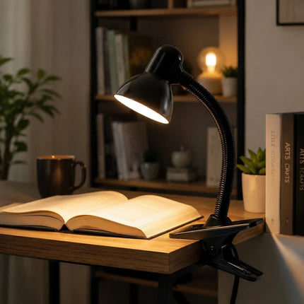 LED Desk Lamp Clip On Adjustable Office Study Table Clamp Reading Light Black