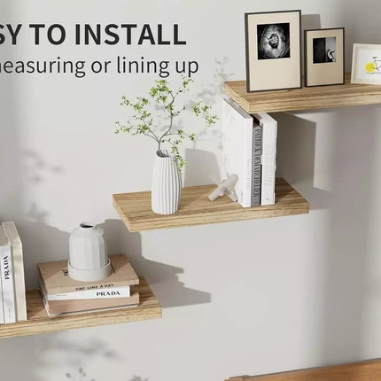 Floating Shelves Set of 3 Wall Mounted Paulownia Wood Storage Display Shelf Kit